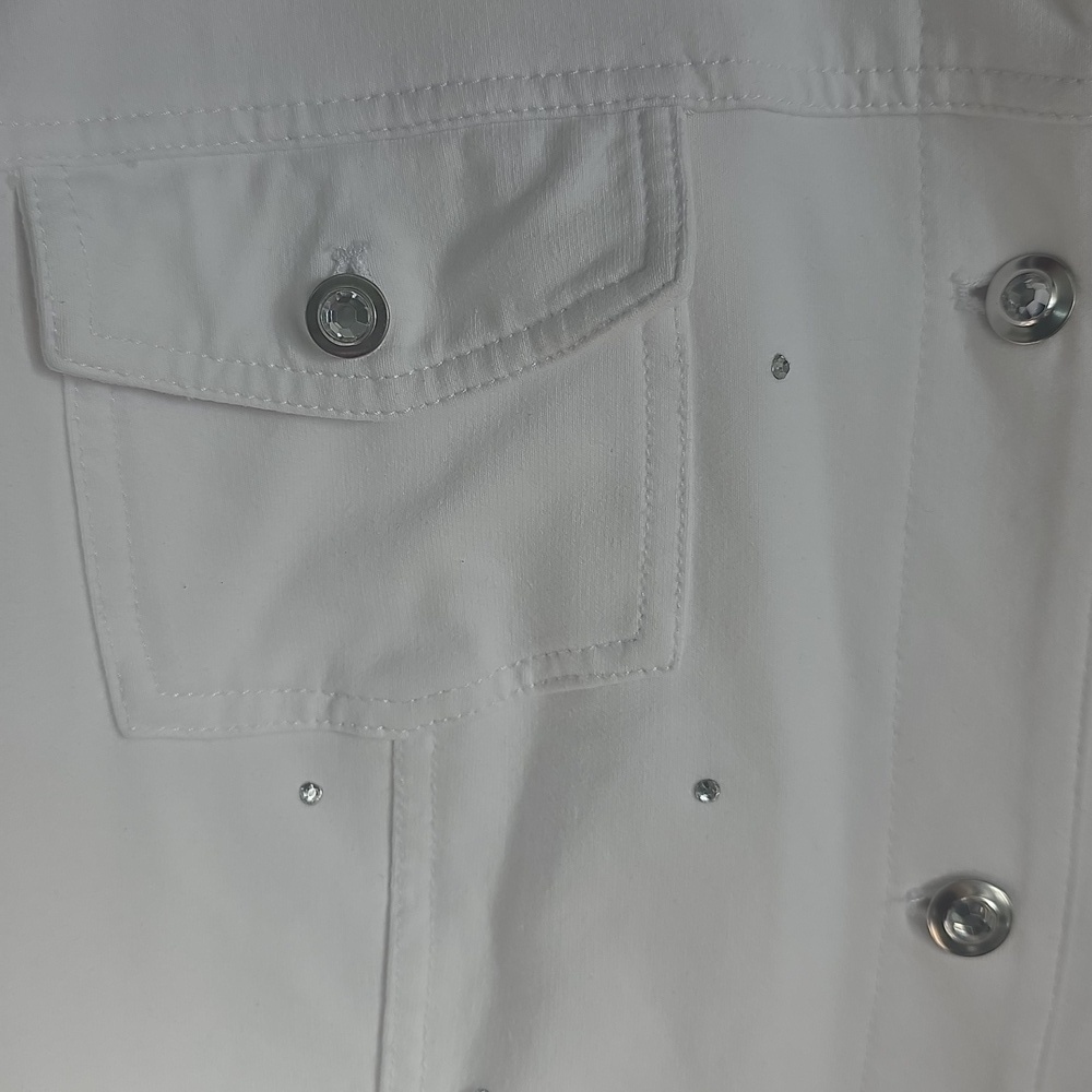 White Denim Rhinestone Jacket - Picture 3 of 7
